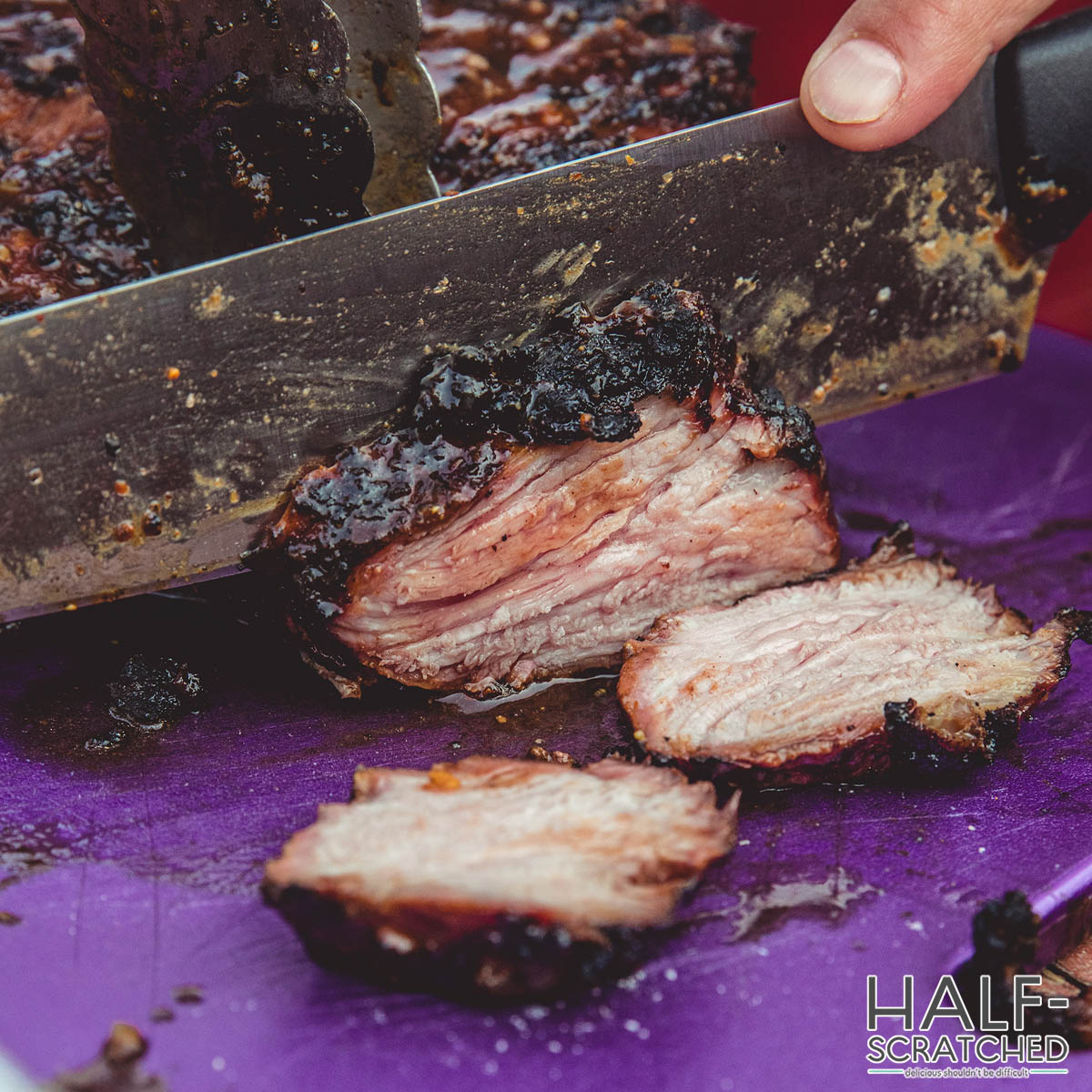 Cutting smoked tri-tip