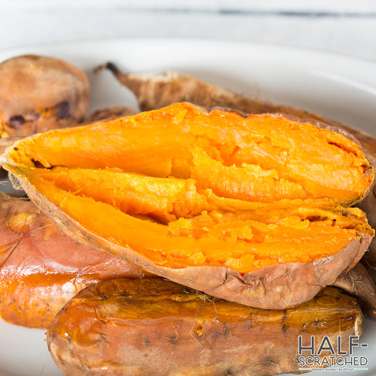 Oven baked sweet potatoes at 425 F