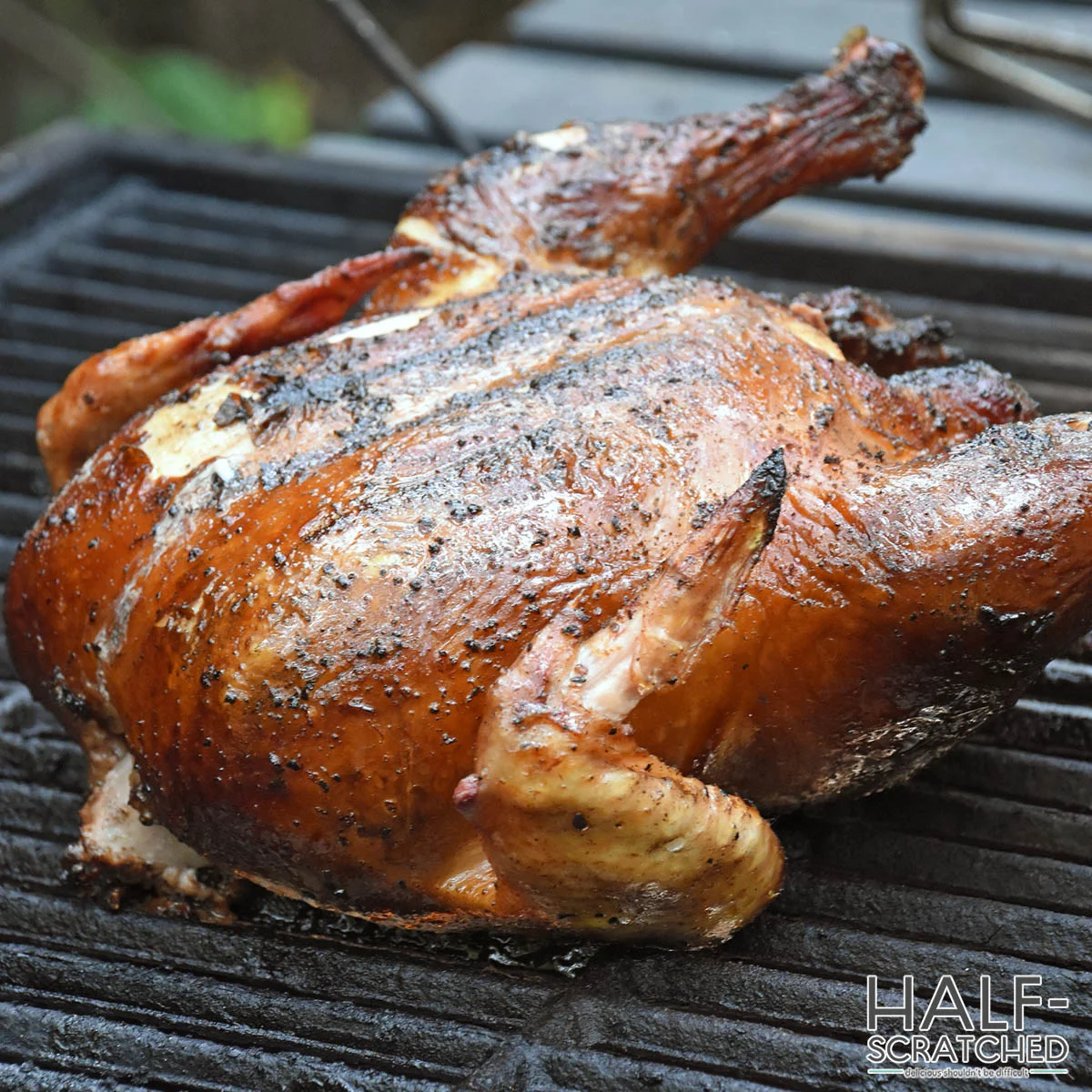 Smoked whole chicken at 225F