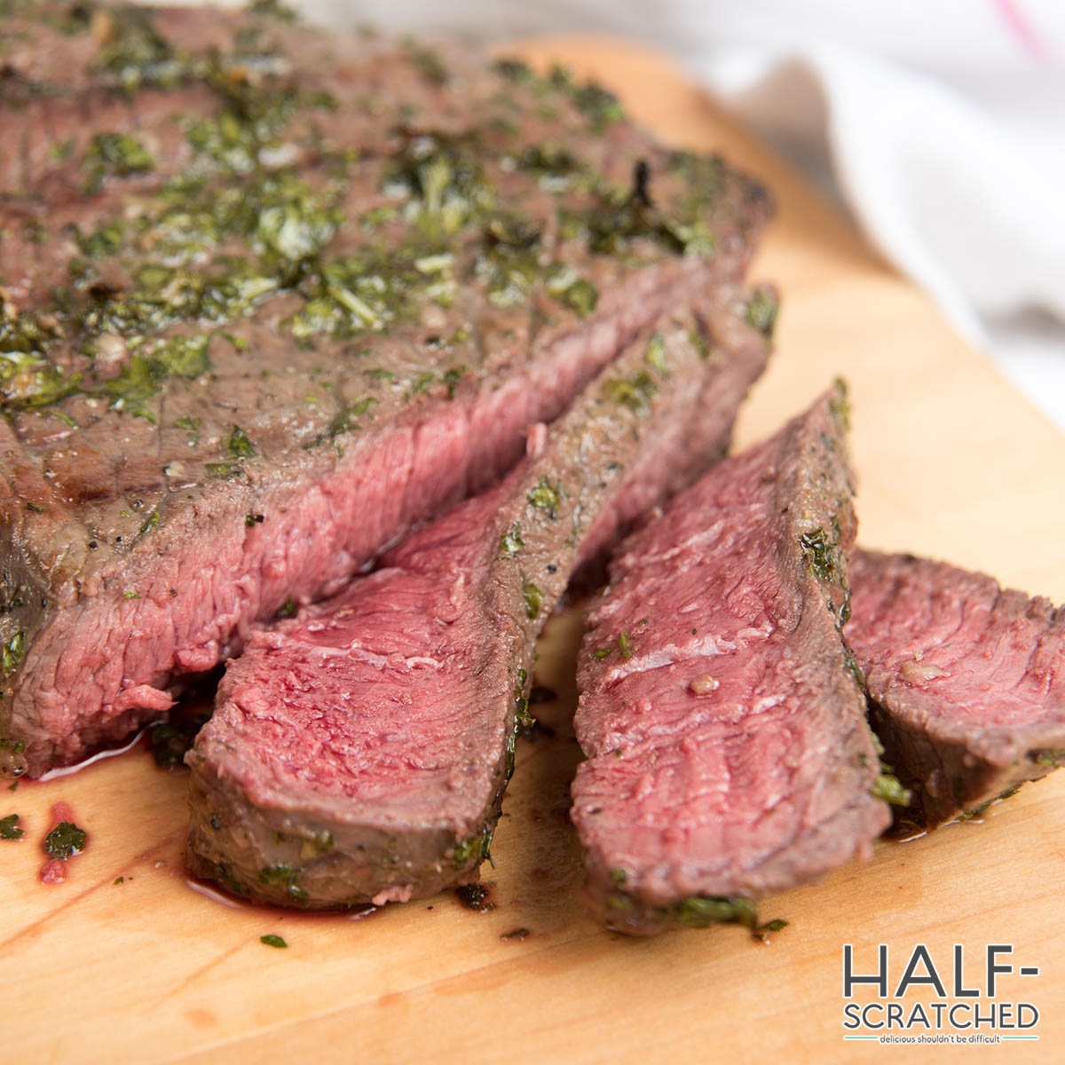 Baked London broil with herbs