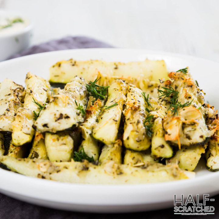 Oven baked zucchini spears with Parmesan