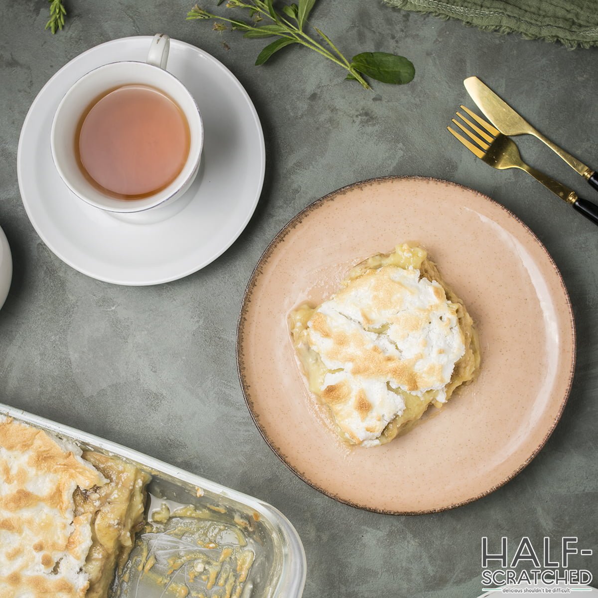 Overhead view of Pioneer Woman Banana Pudding