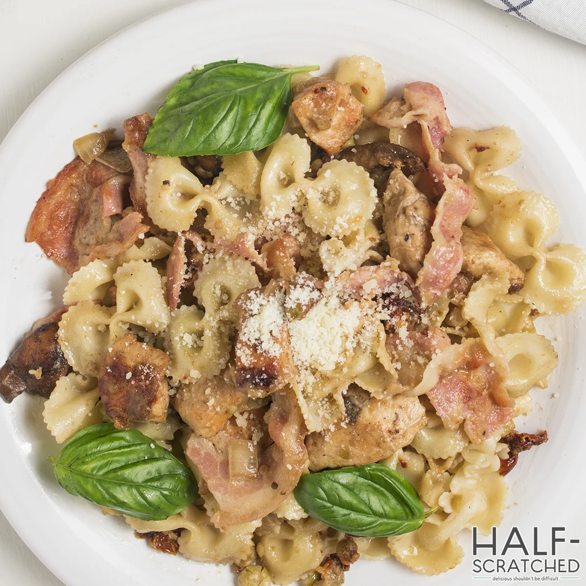 Top view of Cheesecake factory farfalle recipe