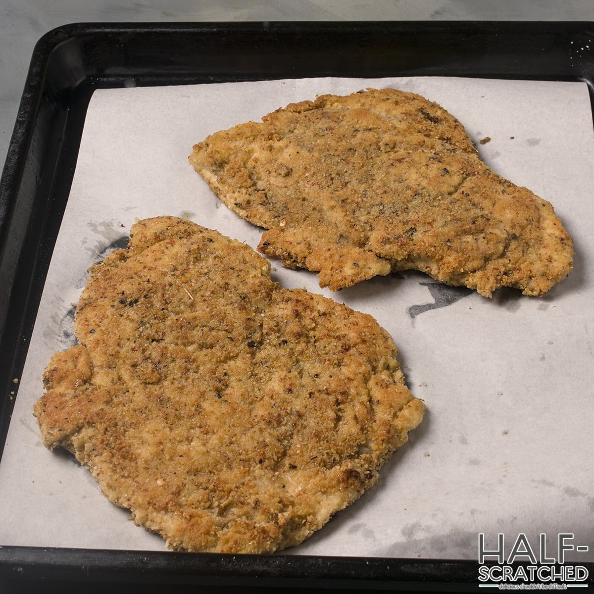  Chicken breasts on baking sheet 