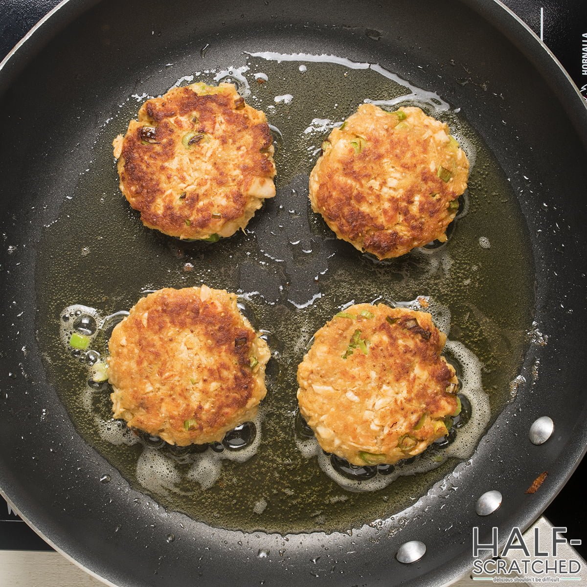 Frying salmon patties