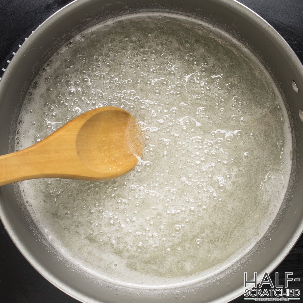 Lemon syrup in a saucepan