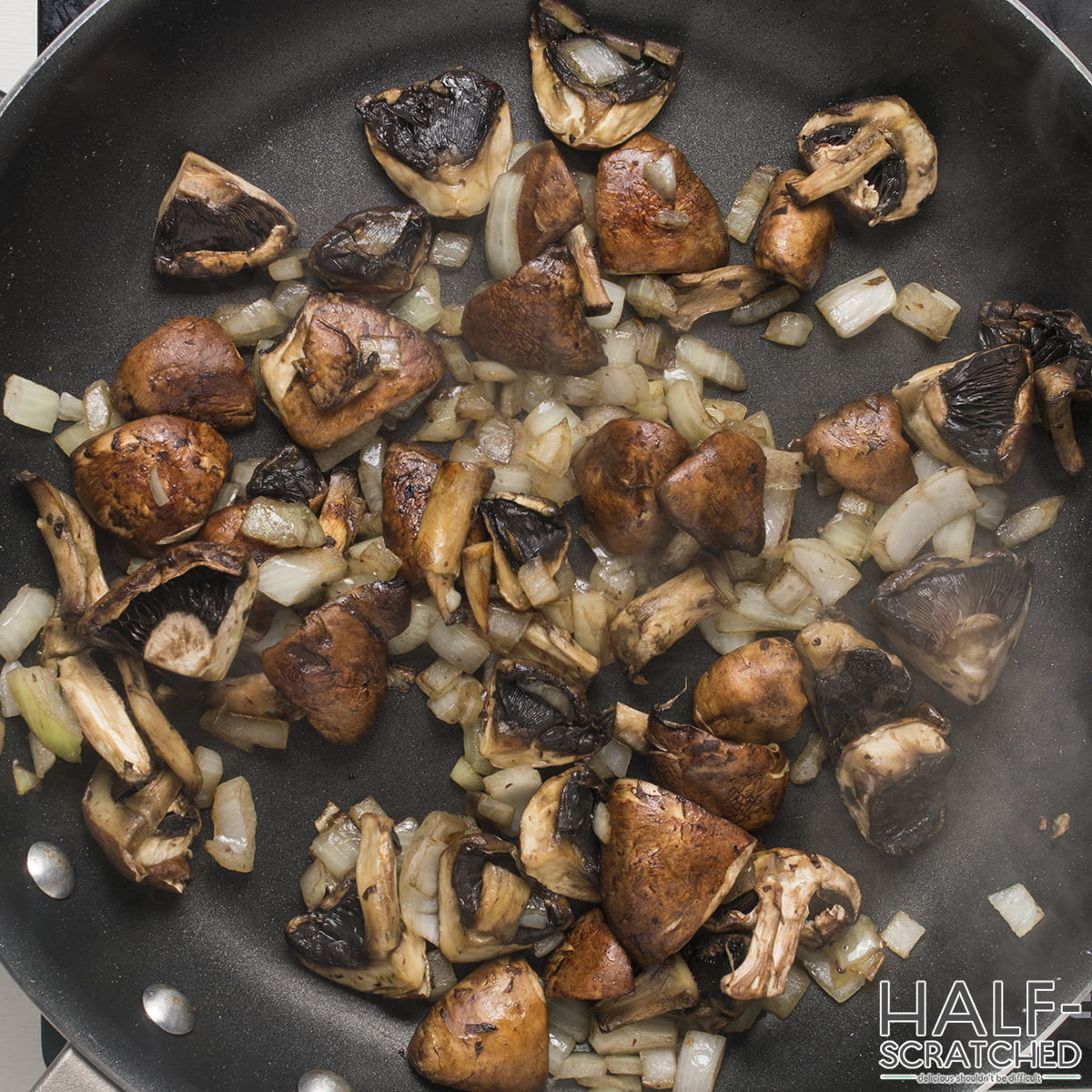 Fried mushrooms and onion