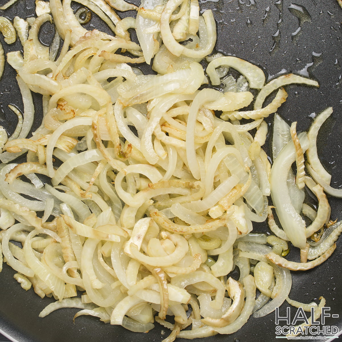 Frying fennel and onions
