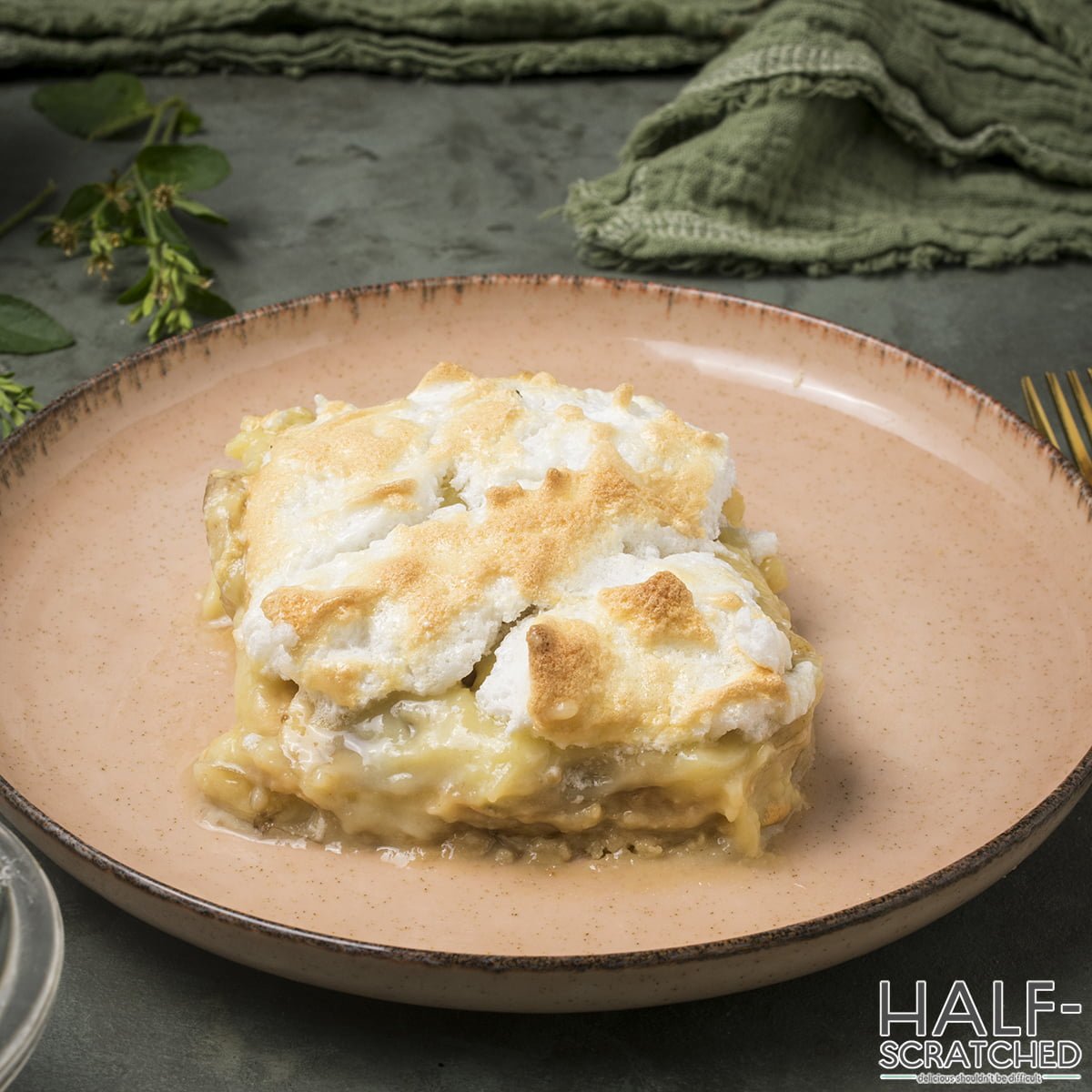 A plate with meringue pudding