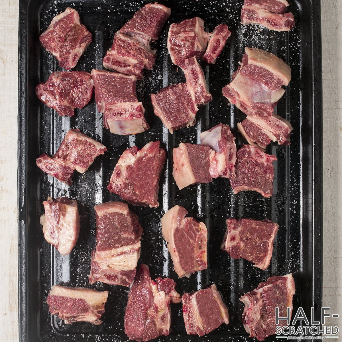 Ribs in baking tray