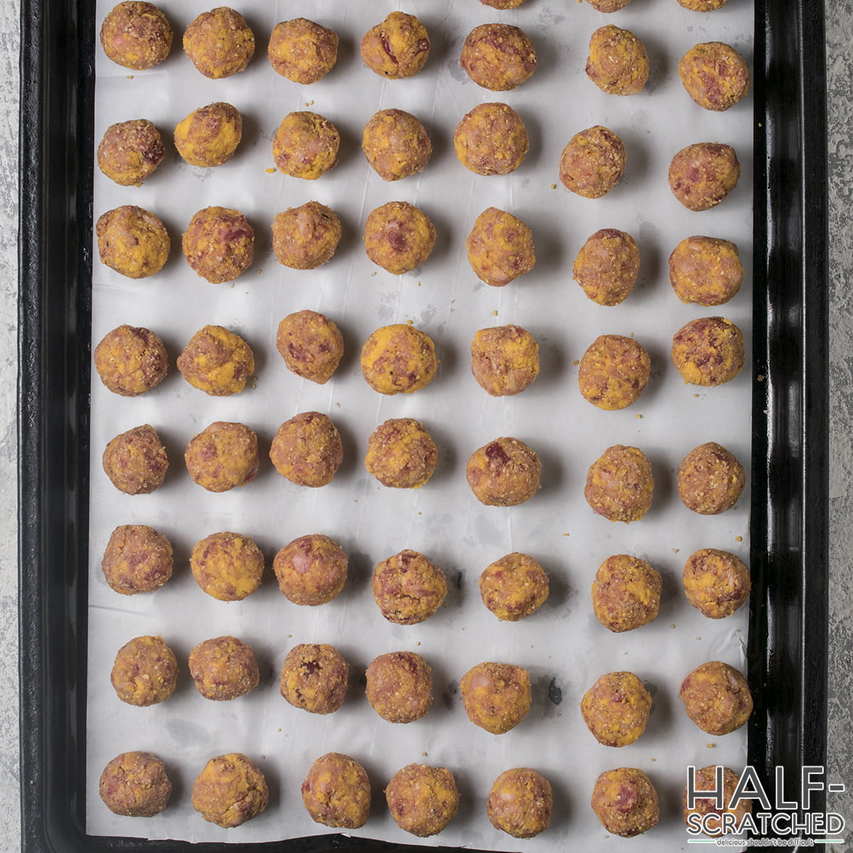 Sausage balls in baking dish