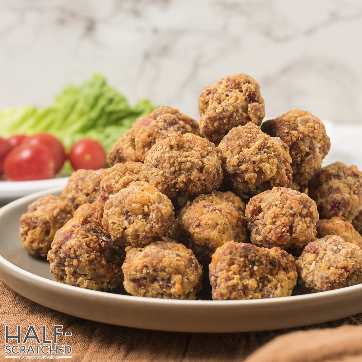 A lot of sausage balls in a plate