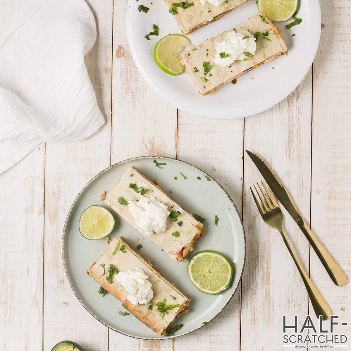 Two plates with quesadillas