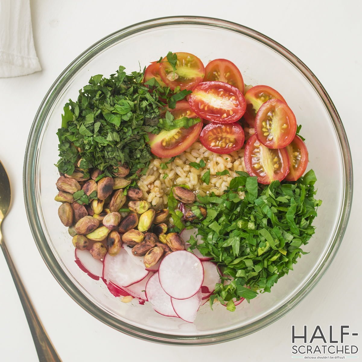 Some ingredients of the farro salad recipe