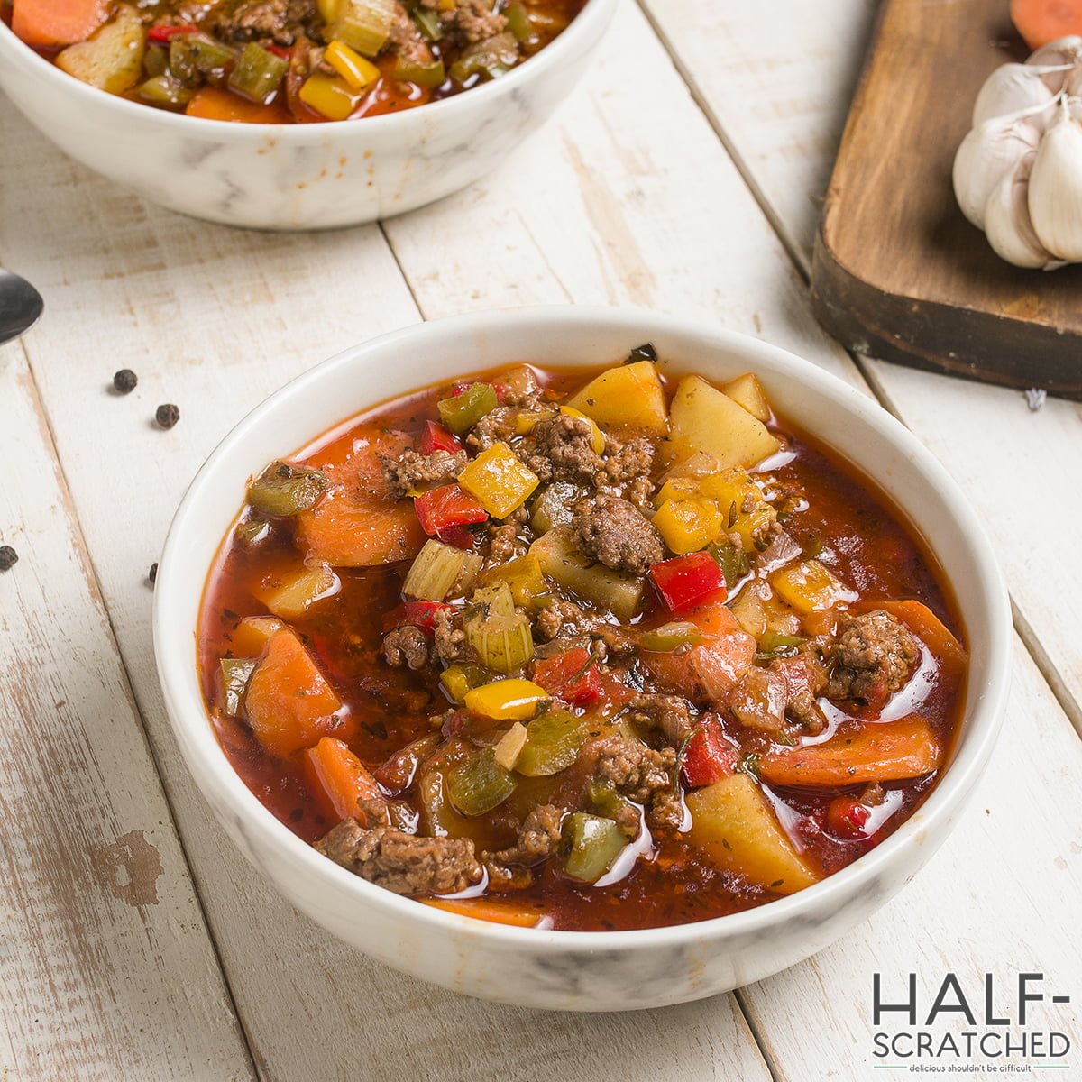 Bowl with Vegetable Beef Soup