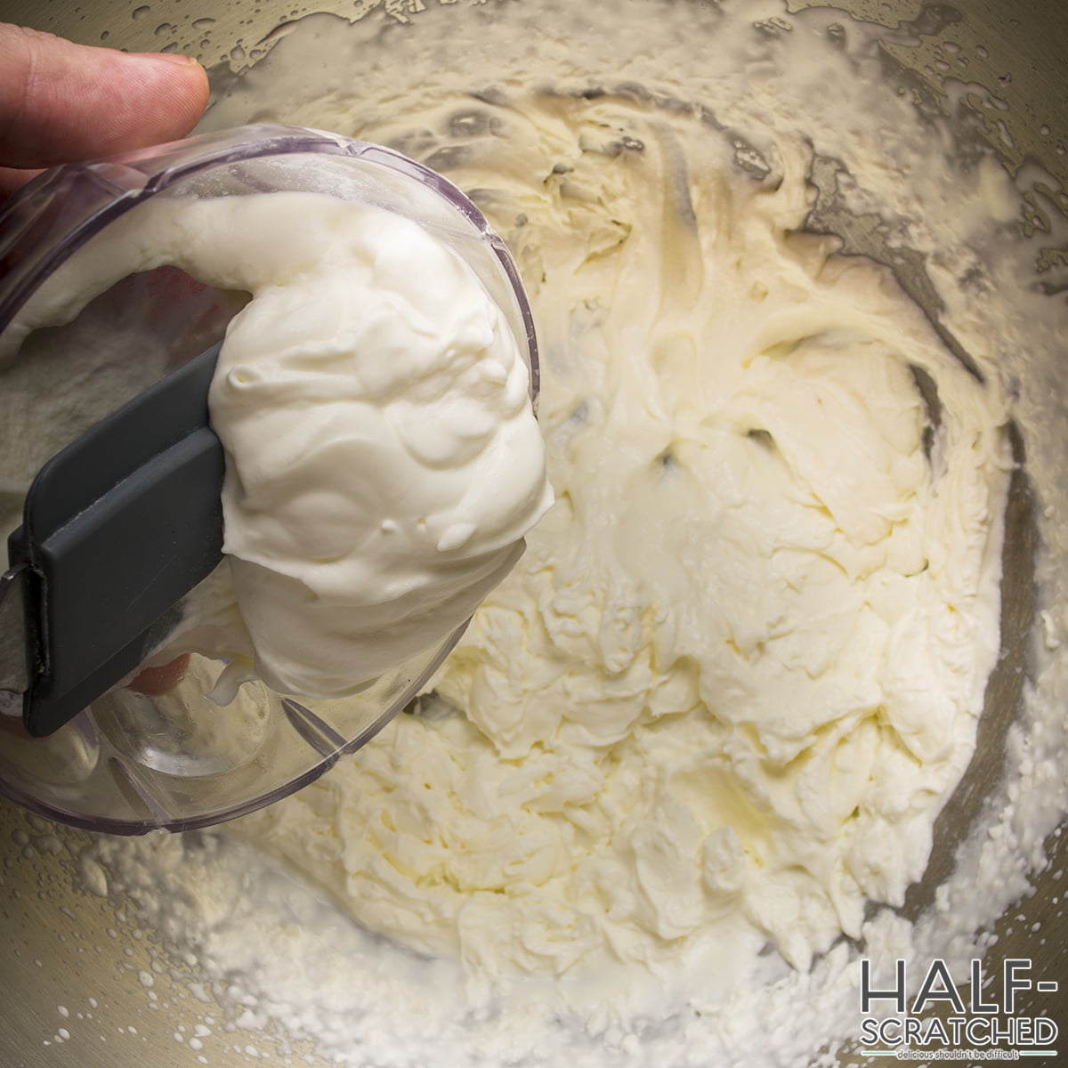 Adding the sour cream