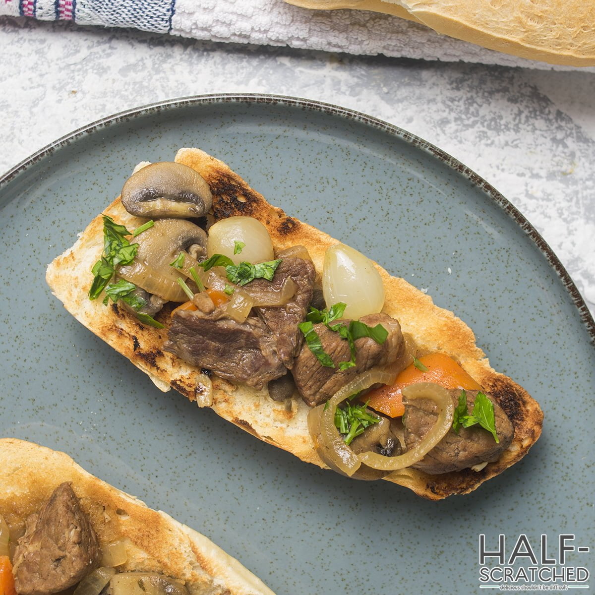 Ina Garten's Beef Bourguignon on a slice of bread