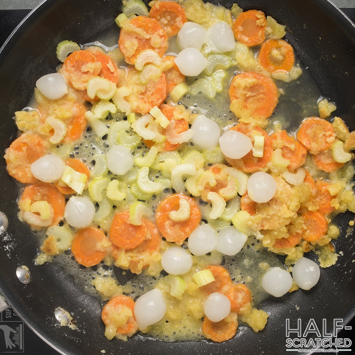 Cooking the vegetables in frying pan