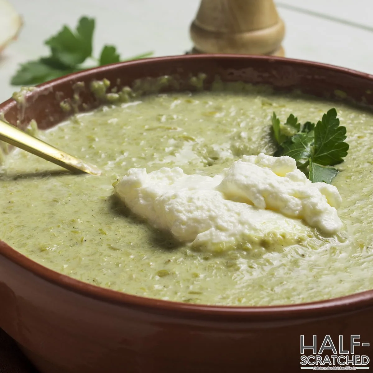 Sour Cream on Barefoot Contessa's Cream of Asparagus Soup