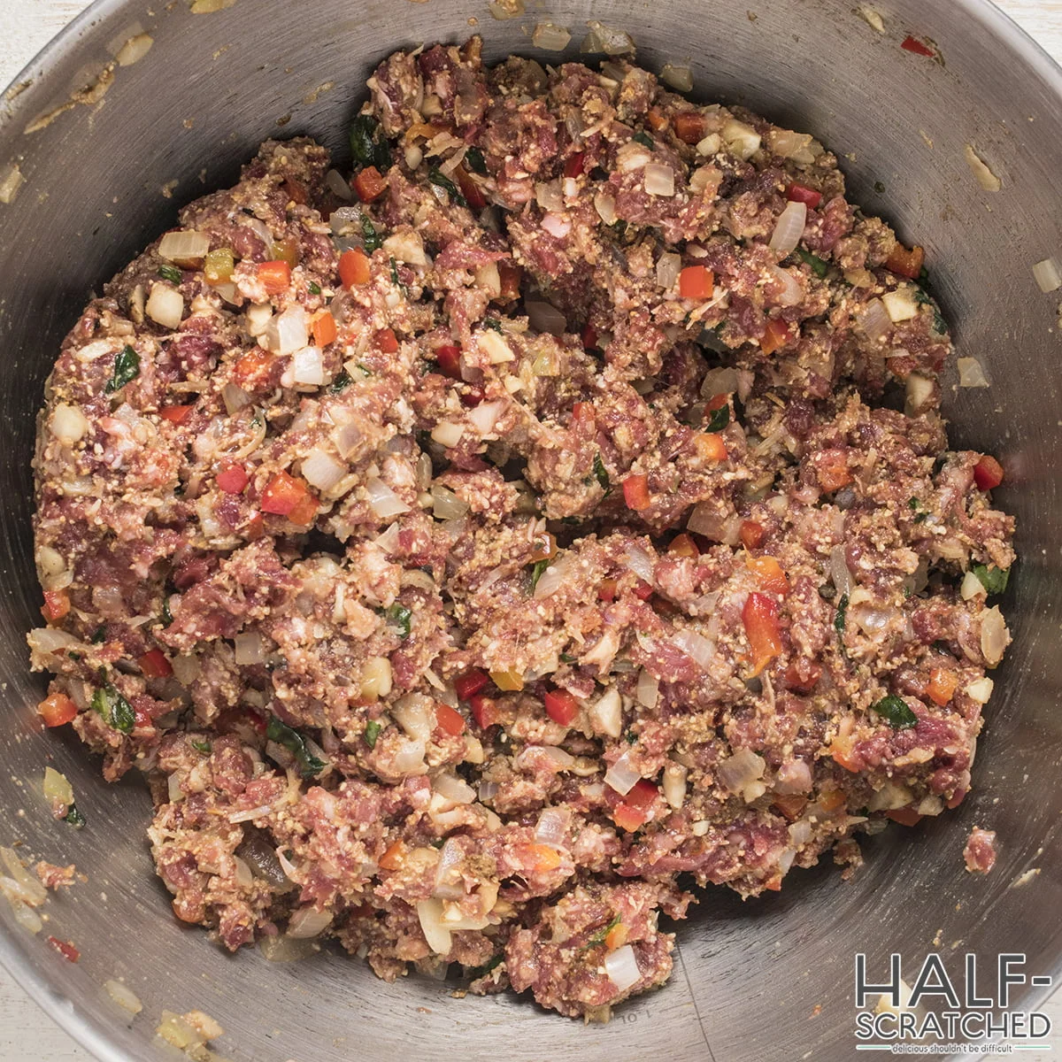 Meatloaf mixture in a bowl