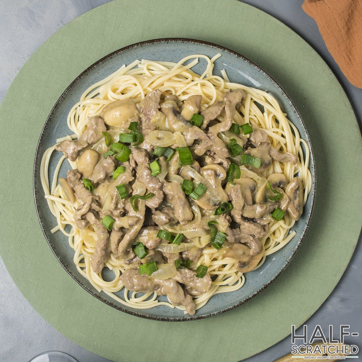A plate with Beef Stroganoff