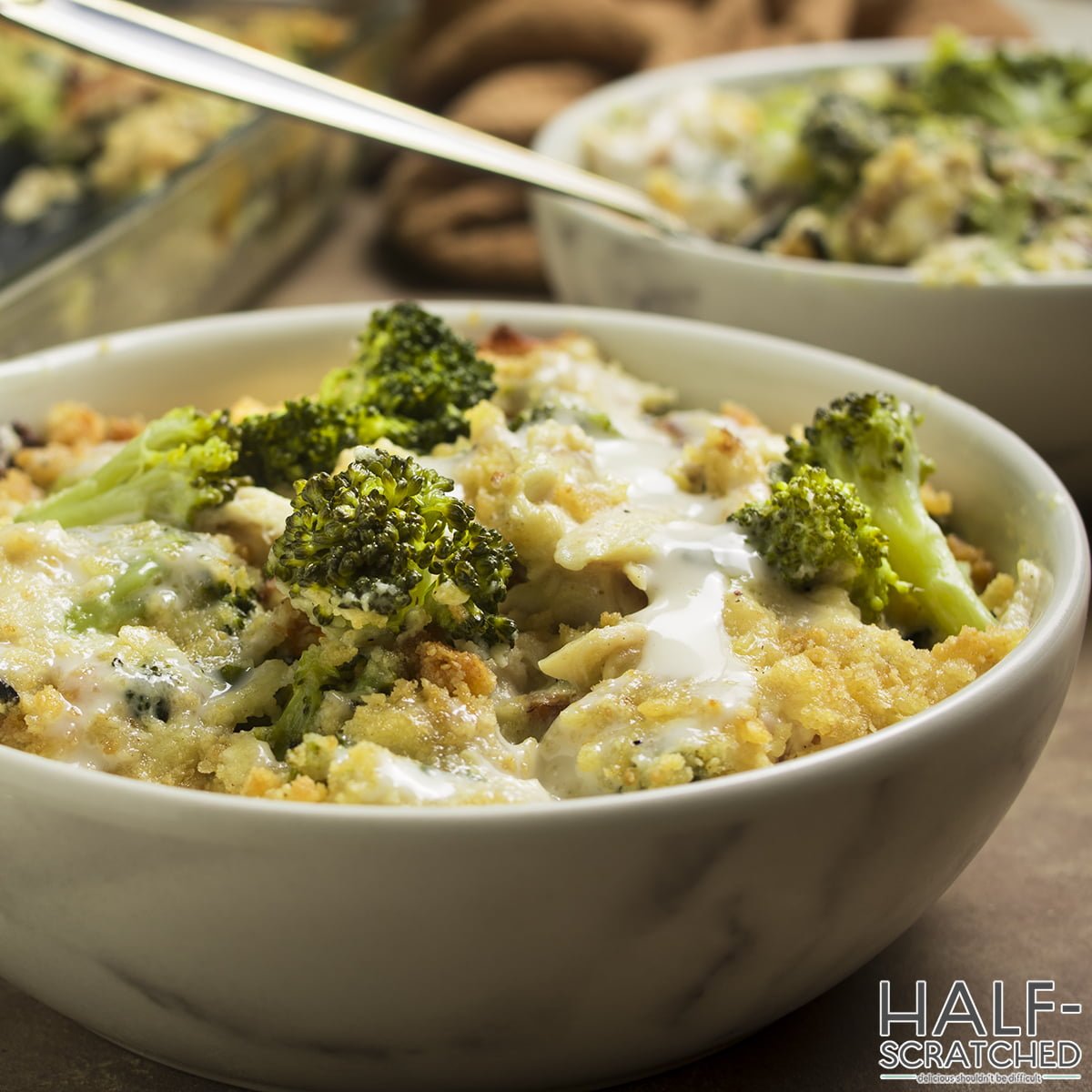 A bowl with Ina Garten's chicken divan