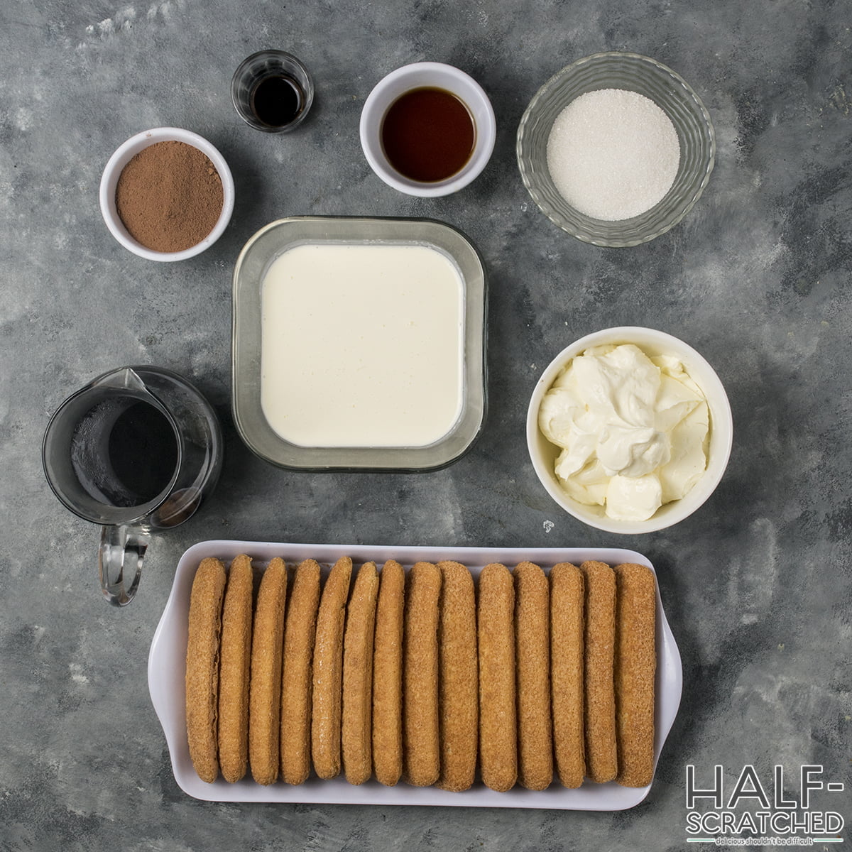 Easy Tiramisu Without Mascarpone and Eggs ingredients