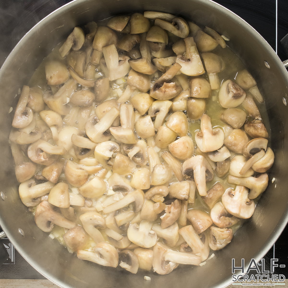 Mushrooms in saucepan