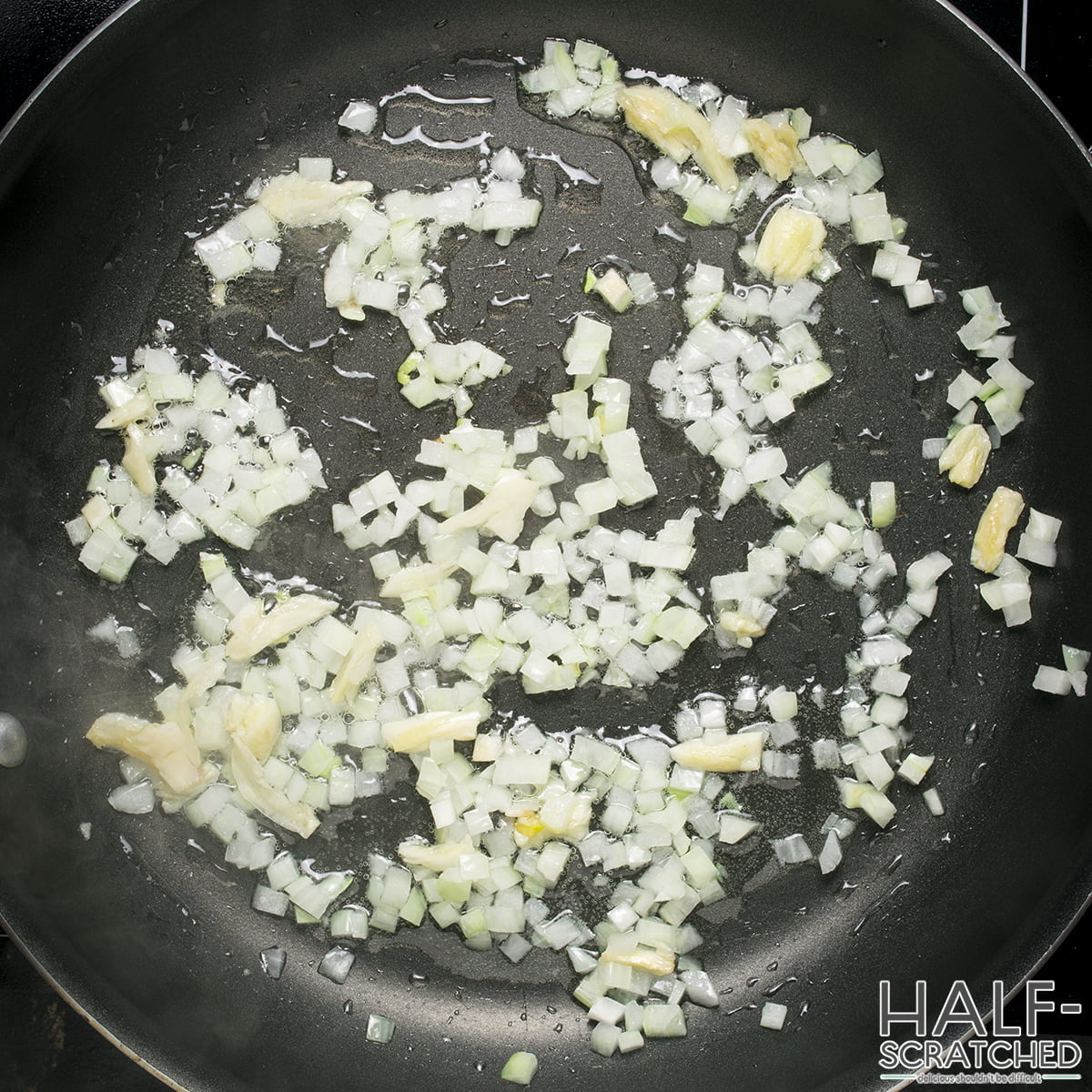 Frying onion and garlic