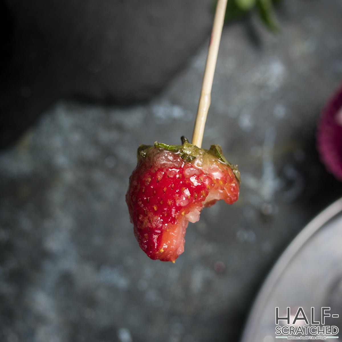 A bitten strawberry